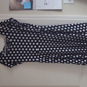 Michael Kors Black and White Polka Dot Midi Dress